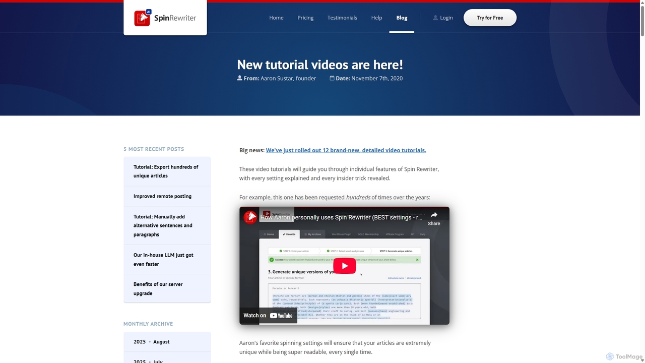 New tutorial videos are here! - Spin Rewriter Blog for Spin Rewriter