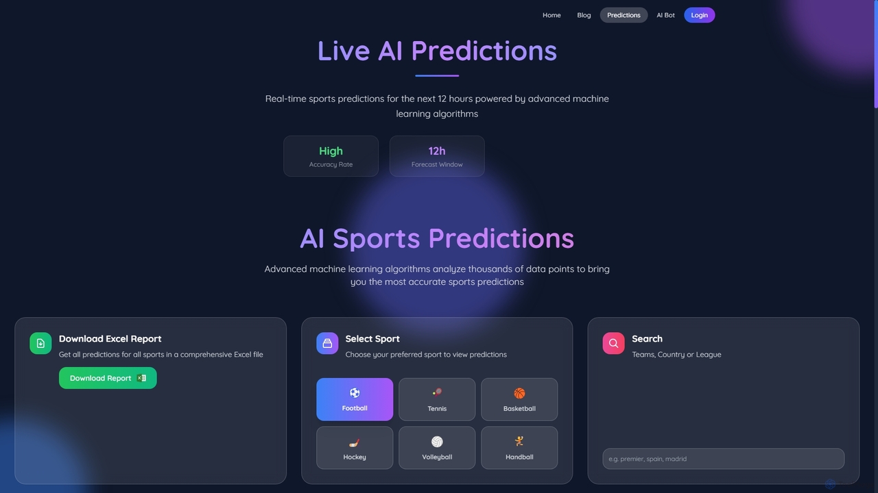 Sports AI - Best sports predictions for the next 12 hours for Sports AI