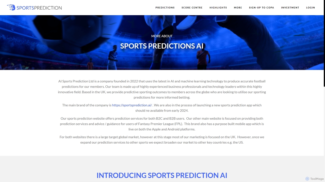 About - Sports Prediction AI for Sportsprediction