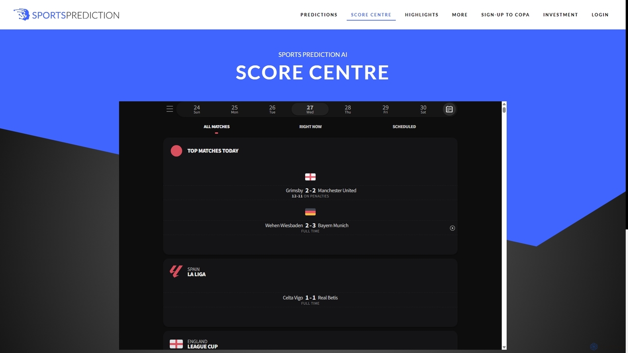 Live Scores - Sports Prediction AI for Sportsprediction