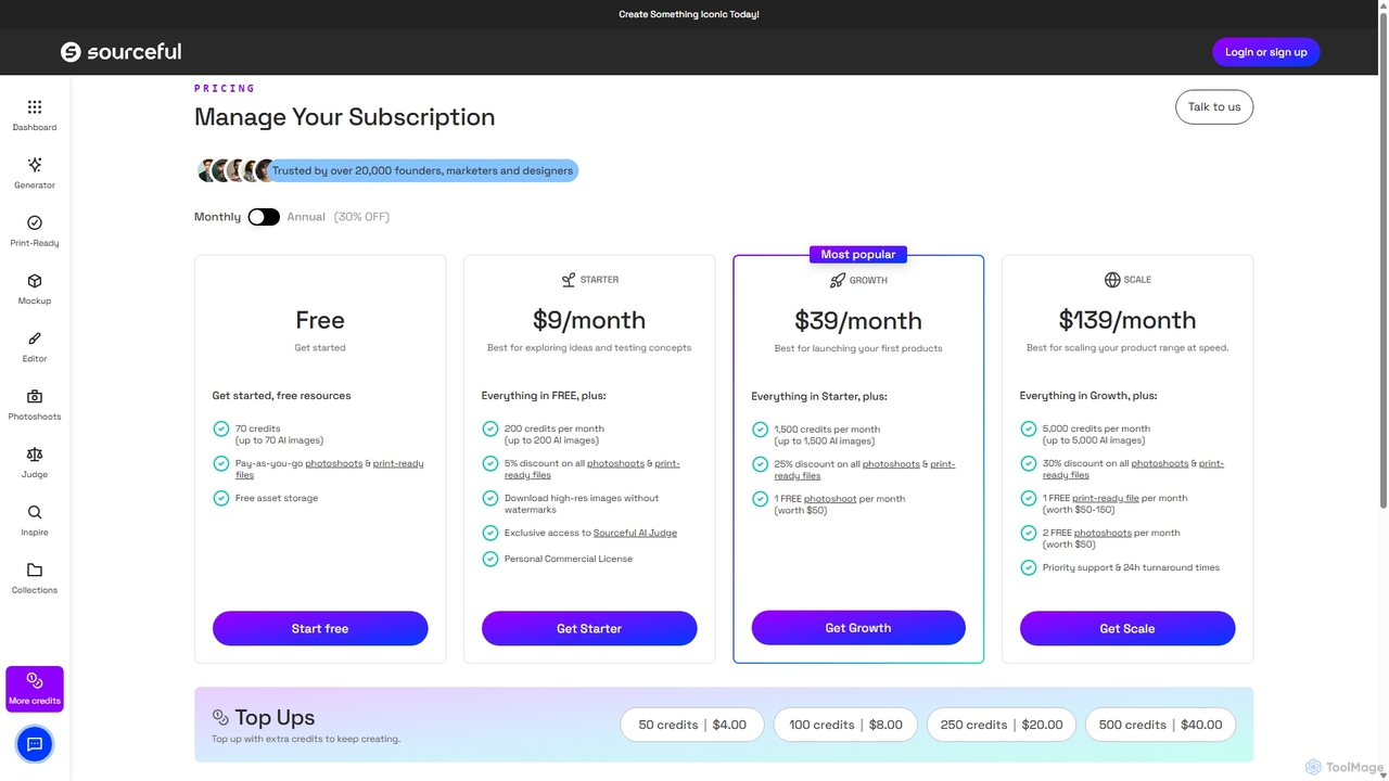 Pricing | Sourceful | Professional AI Packaging Design in Seconds for Spring