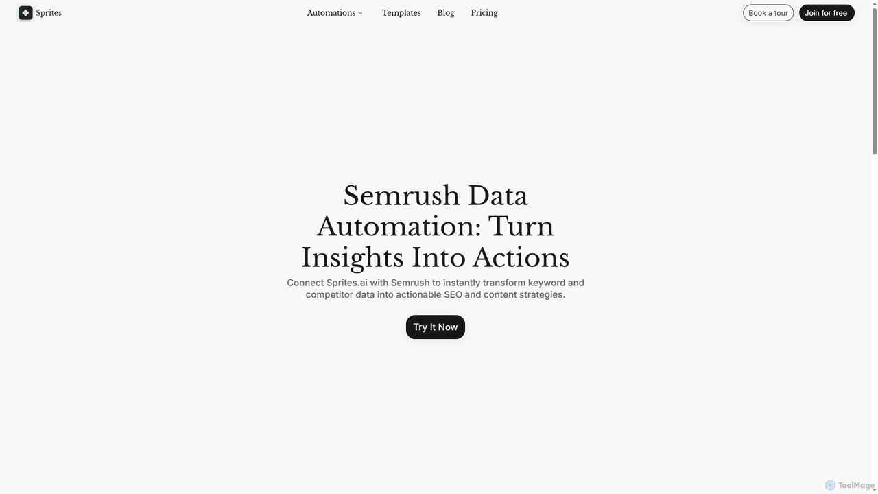 Semrush Data Automation: Actionable SEO & Content Plans | Sprites AI for Sprites