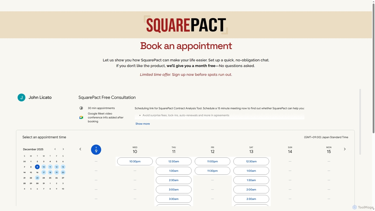 Booking | Book Your Demo Today — SquarePact Contract AI by Actualization.AI for SquarePact