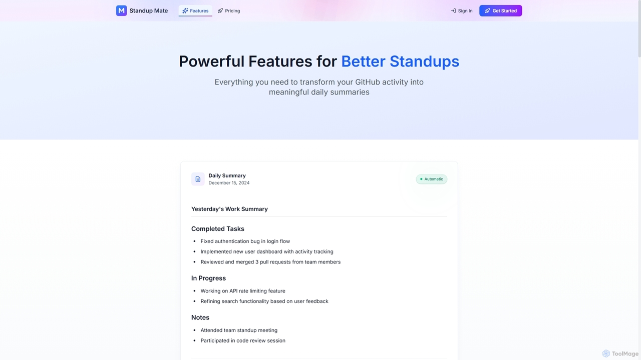 Features | Standup Mate - Standup Mate for Standup Mate