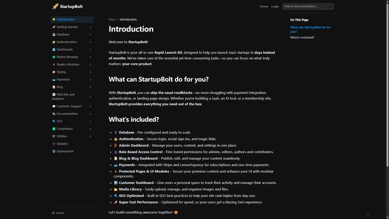 StartupBolt Documentation for StartupBolt