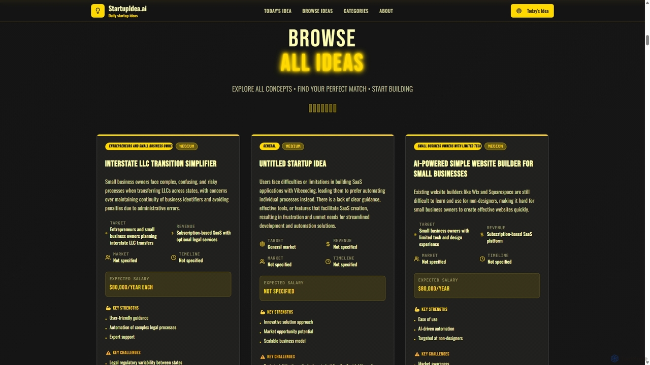 StartupIdea.AI - AI-Powered Daily Startup Ideas | Build Your Next Venture for StartupIdea.AI