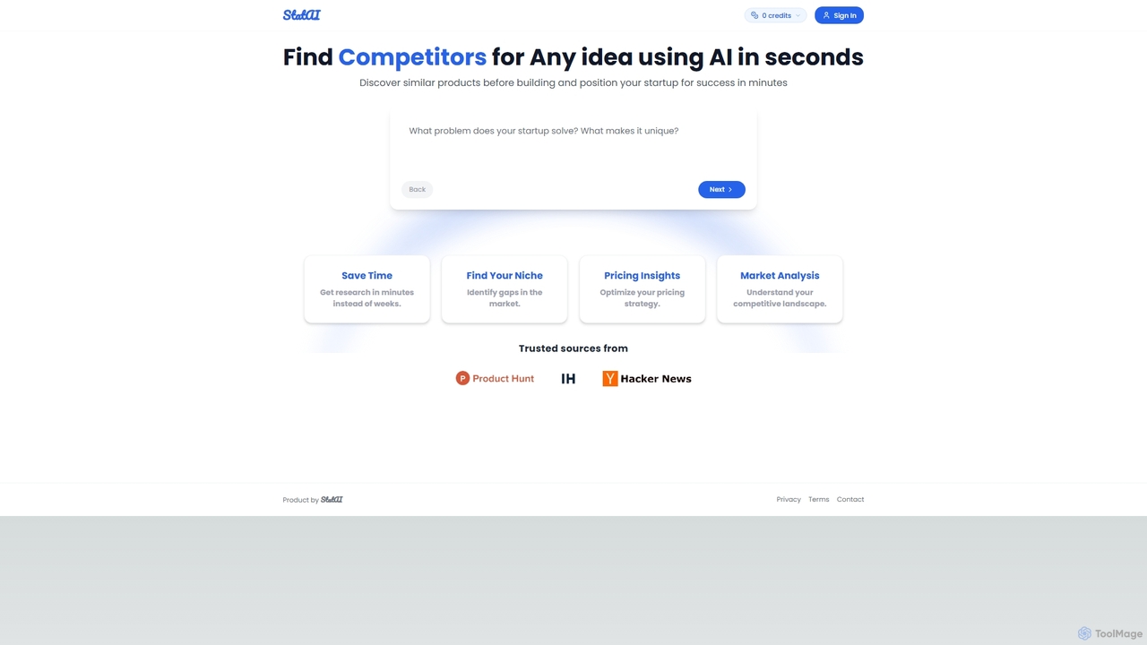 StatAI - Validate Your Startup Idea instantly with AI for StatAI