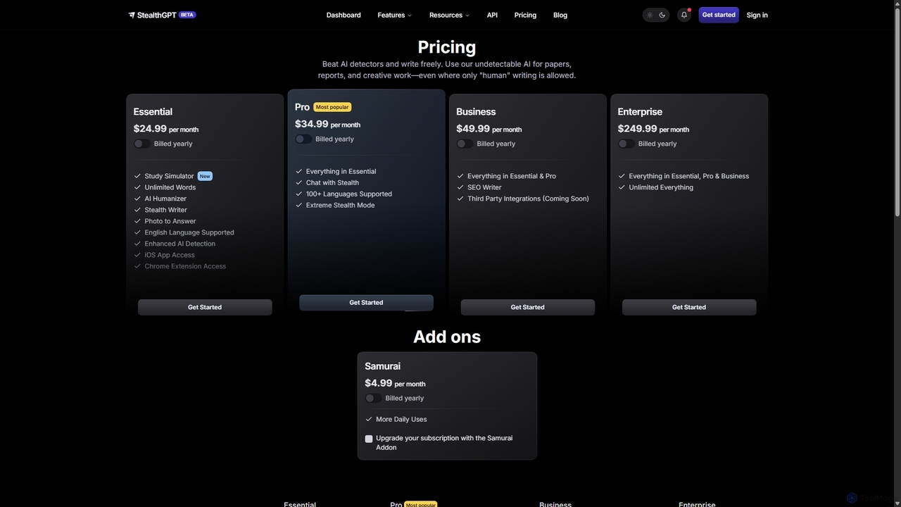 StealthGPT Pricing | Undetectable AI Writing Plans for StealthGPT