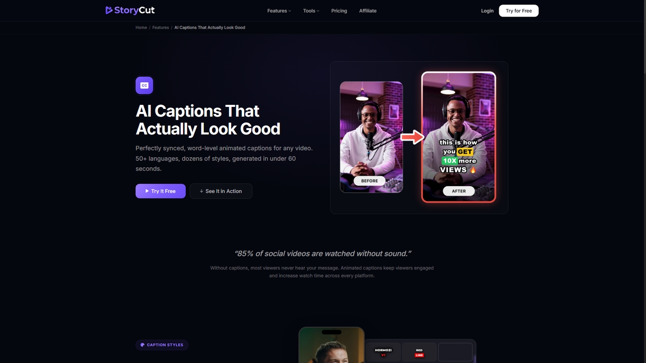 AI Auto Captions - Viral Subtitles in Seconds | StoryCut for StoryCut