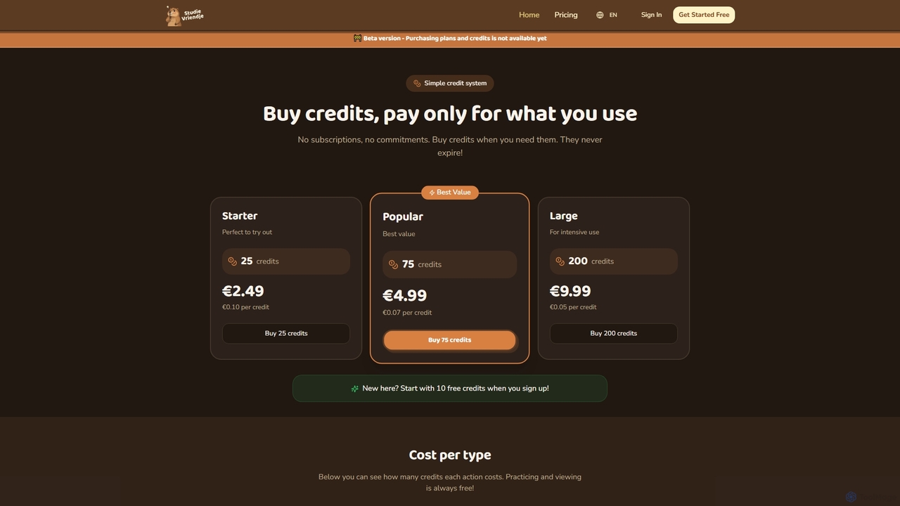 Pricing Plans | Studievriendje - Affordable AI Study Tools for Studievriendje
