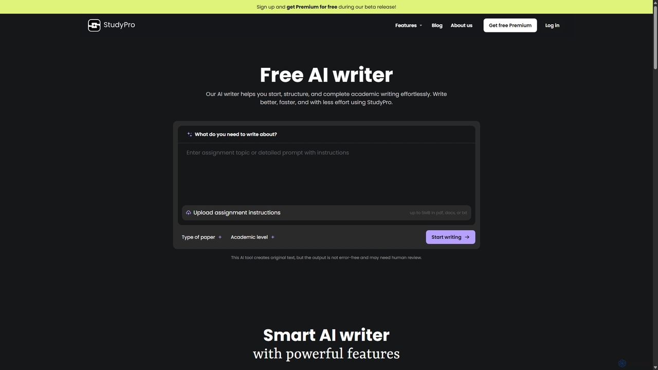 Free AI Writer: Write Smarter and Faster with StudyPro for StudyPro