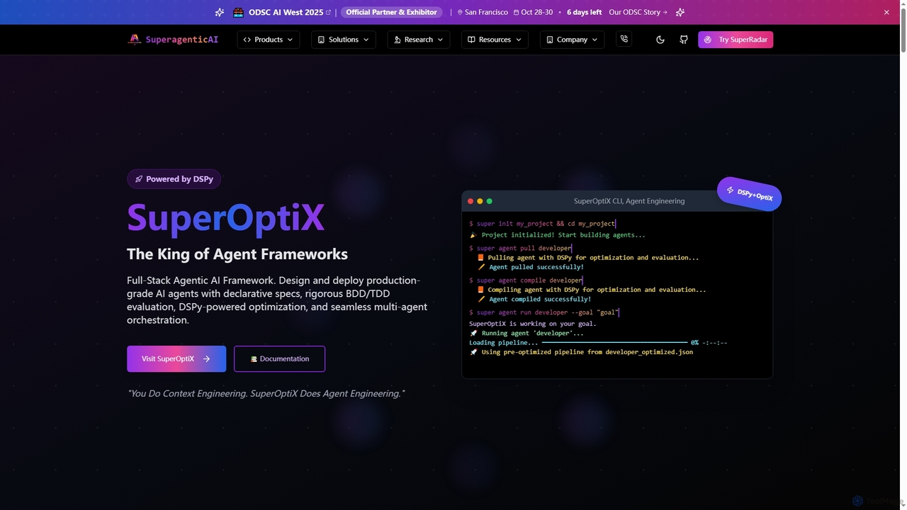 SuperOptiX AI - The King of Agent Frameworks | Superagentic | Superagentic AI for Superagentic