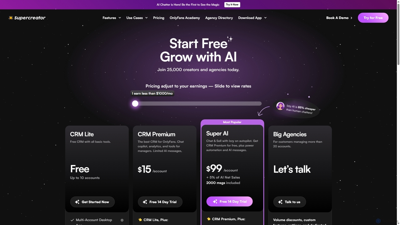 Pricing for Supercreator
