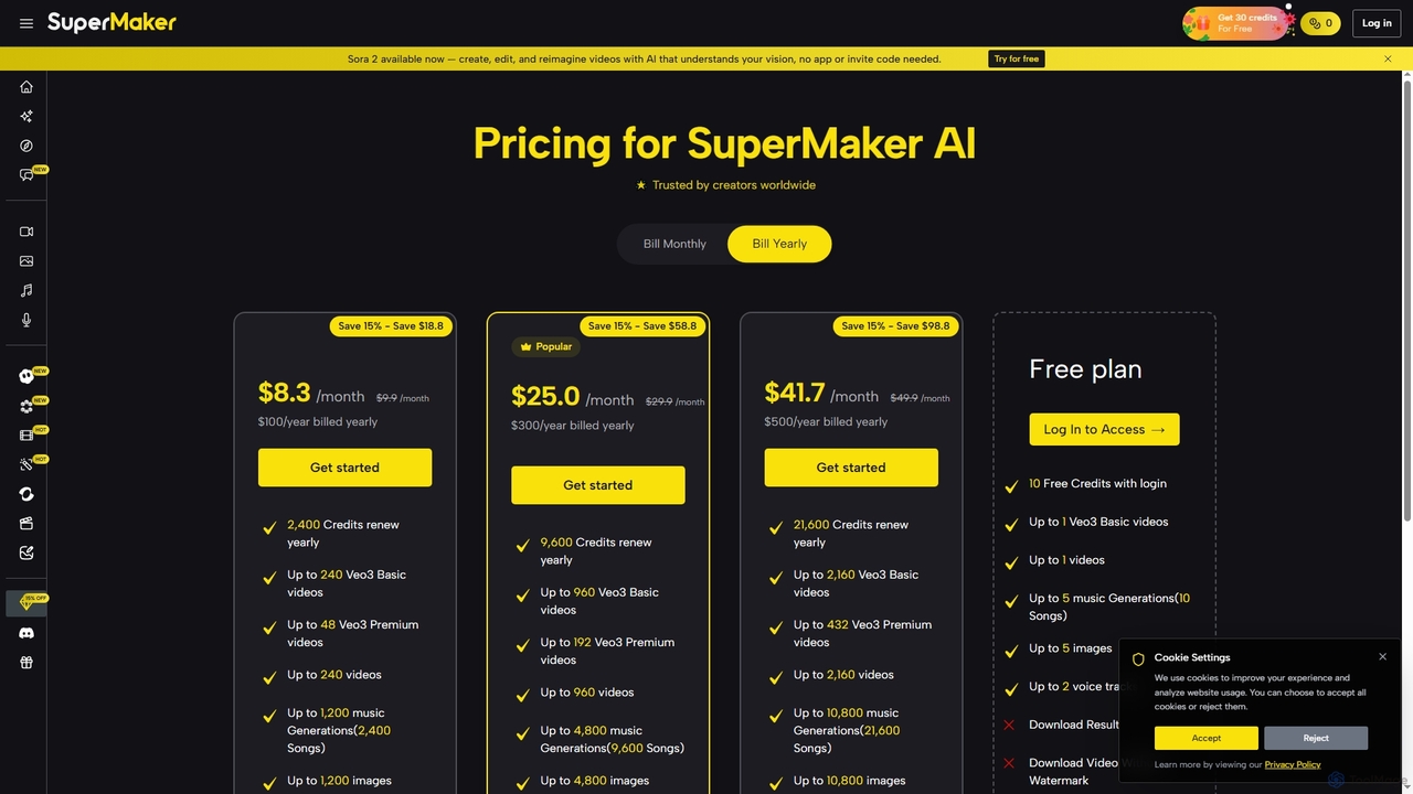 Pricing for SuperMaker AI | SuperMaker AI for SuperMaker