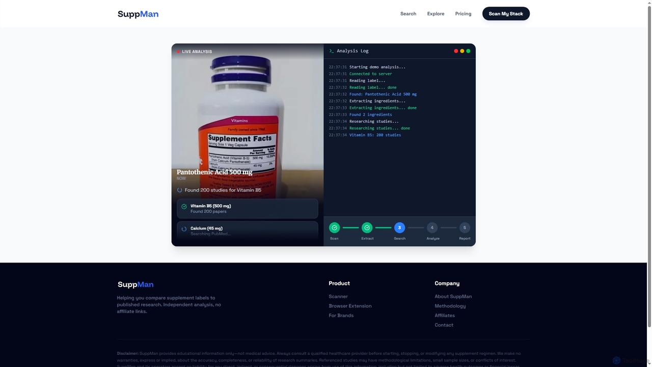 Scan Supplement | SuppMan - Upload & Analyze for SuppMan