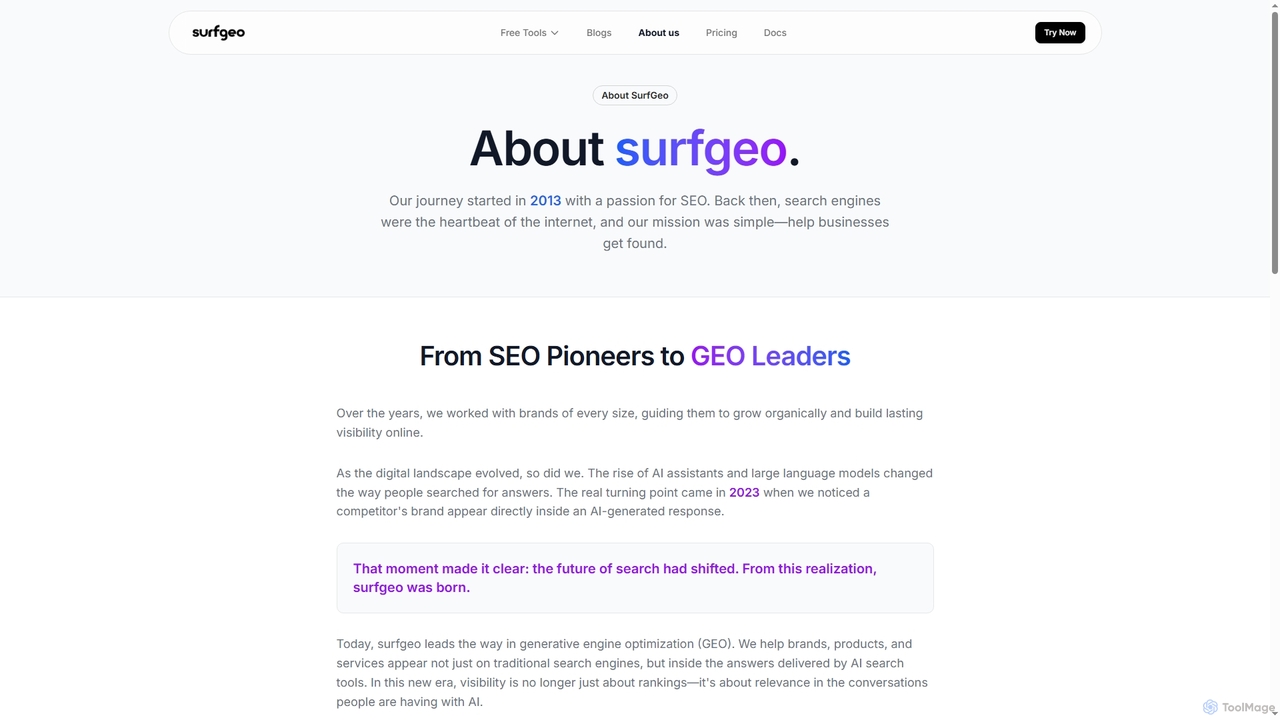 About Surfgeo | AI-Powered GEO Intelligence Company for Surfgeo