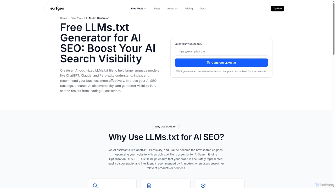 Free LLMs.txt Generator: Boost Your AI Search Visibility | Surfgeo for Surfgeo