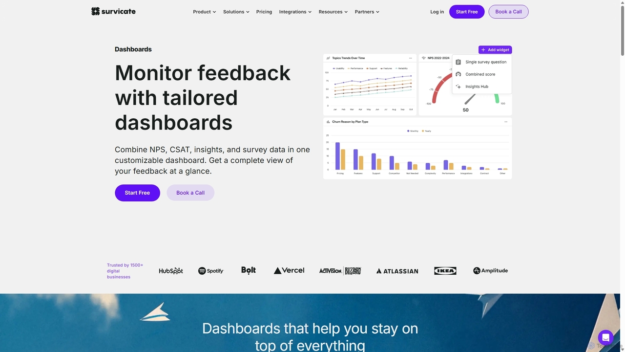 Survicate | Custom dashboards for all your feedback for Survicate