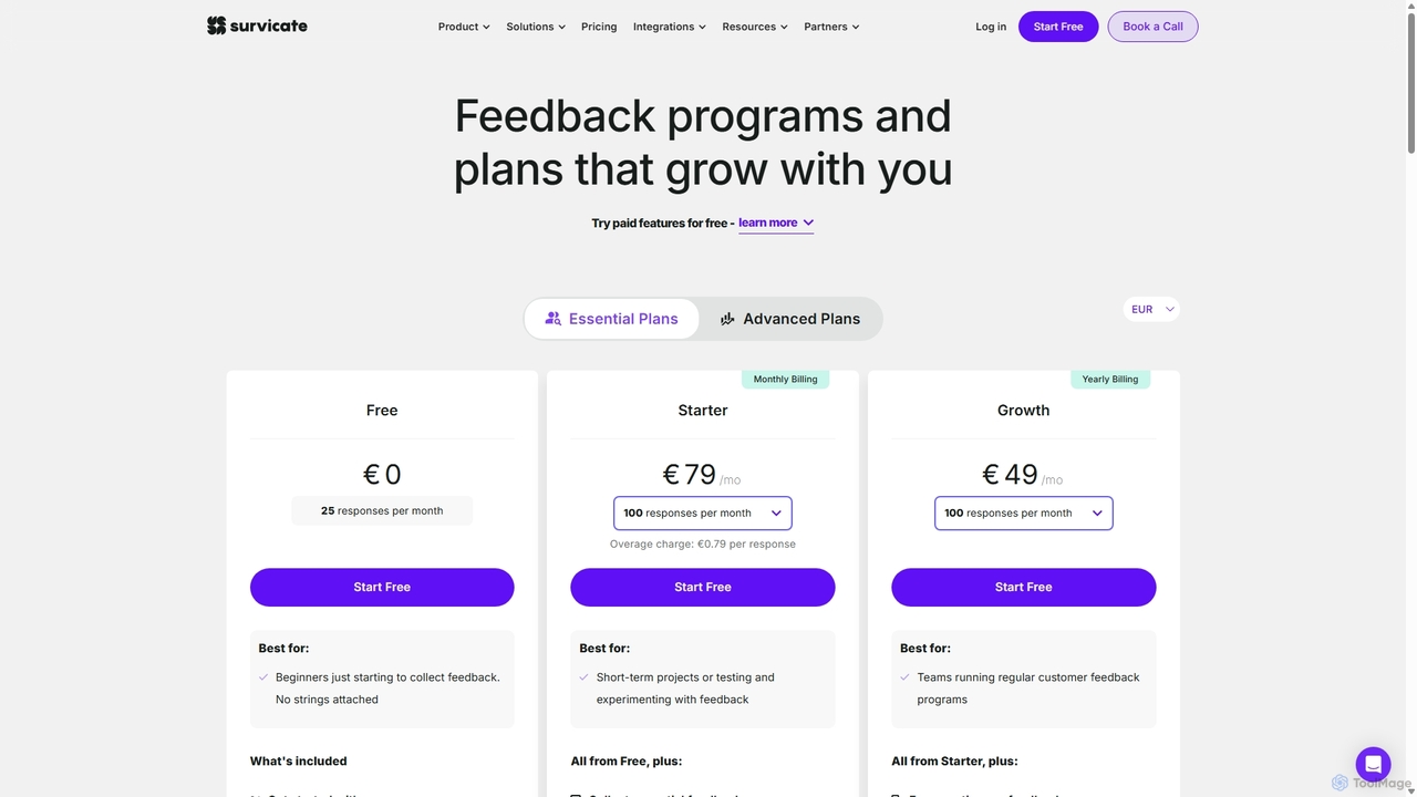 Survicate Survey Software - Pricing & Plans for Survicate
