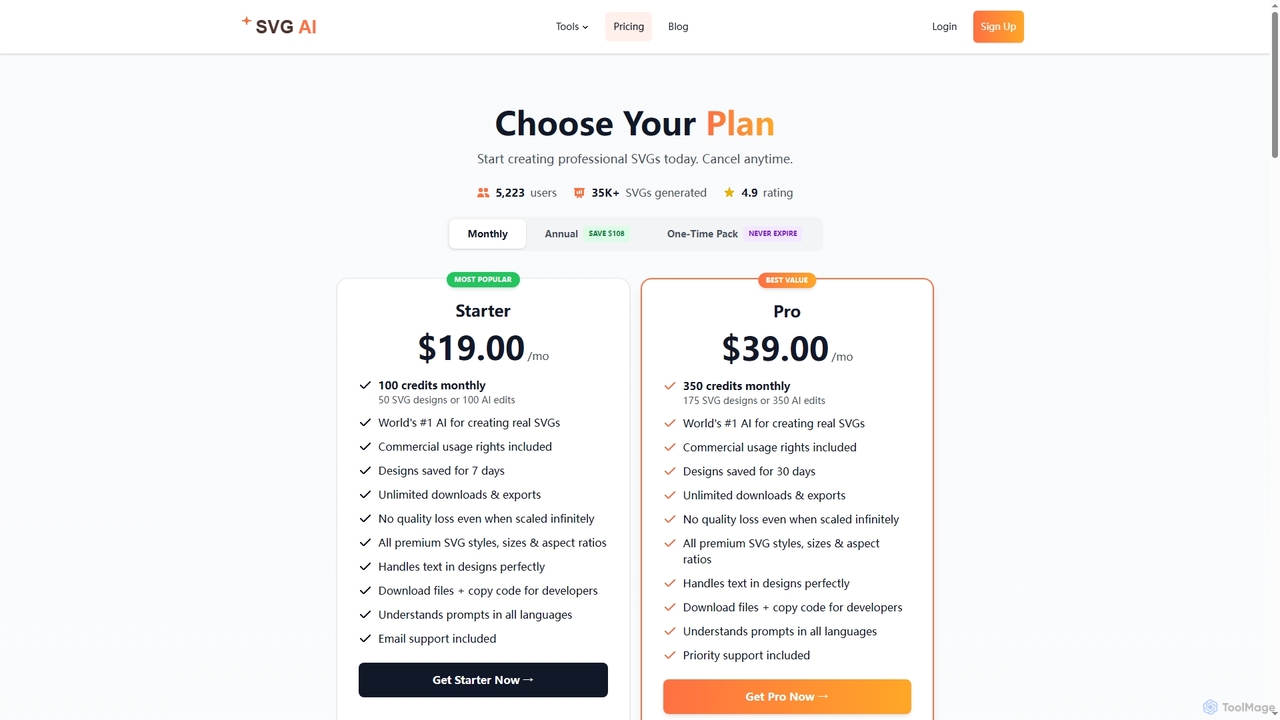SVG AI Pricing - Affordable AI SVG Generator Plans Starting Free | SVG AI for Svgai