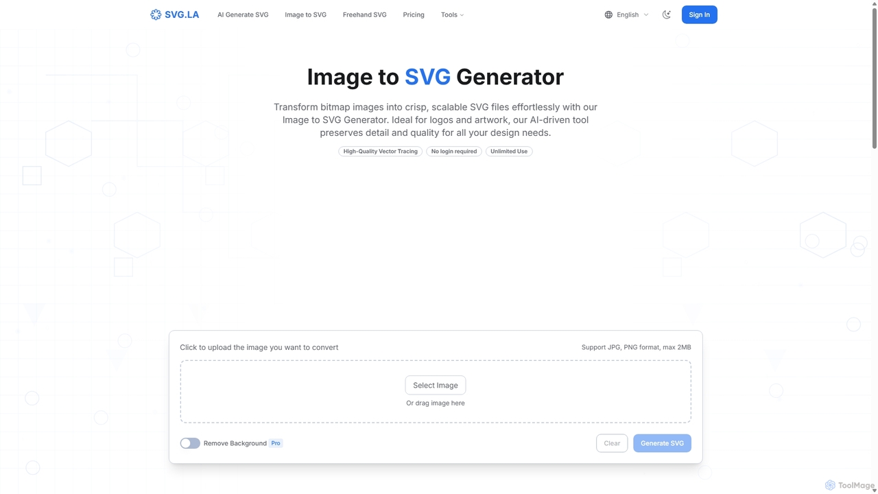 Image to SVG Generator : Convert bitmap image to SVG file for SVG.LA