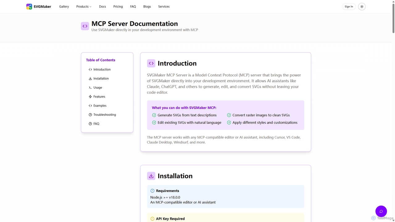 SVG Maker MCP Server Documentation | Integrate & Create Now for SVGMaker
