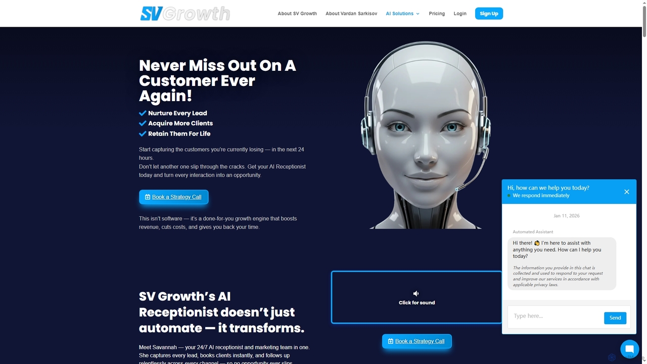 AI Receptionist - AI for Business for SVGrowth