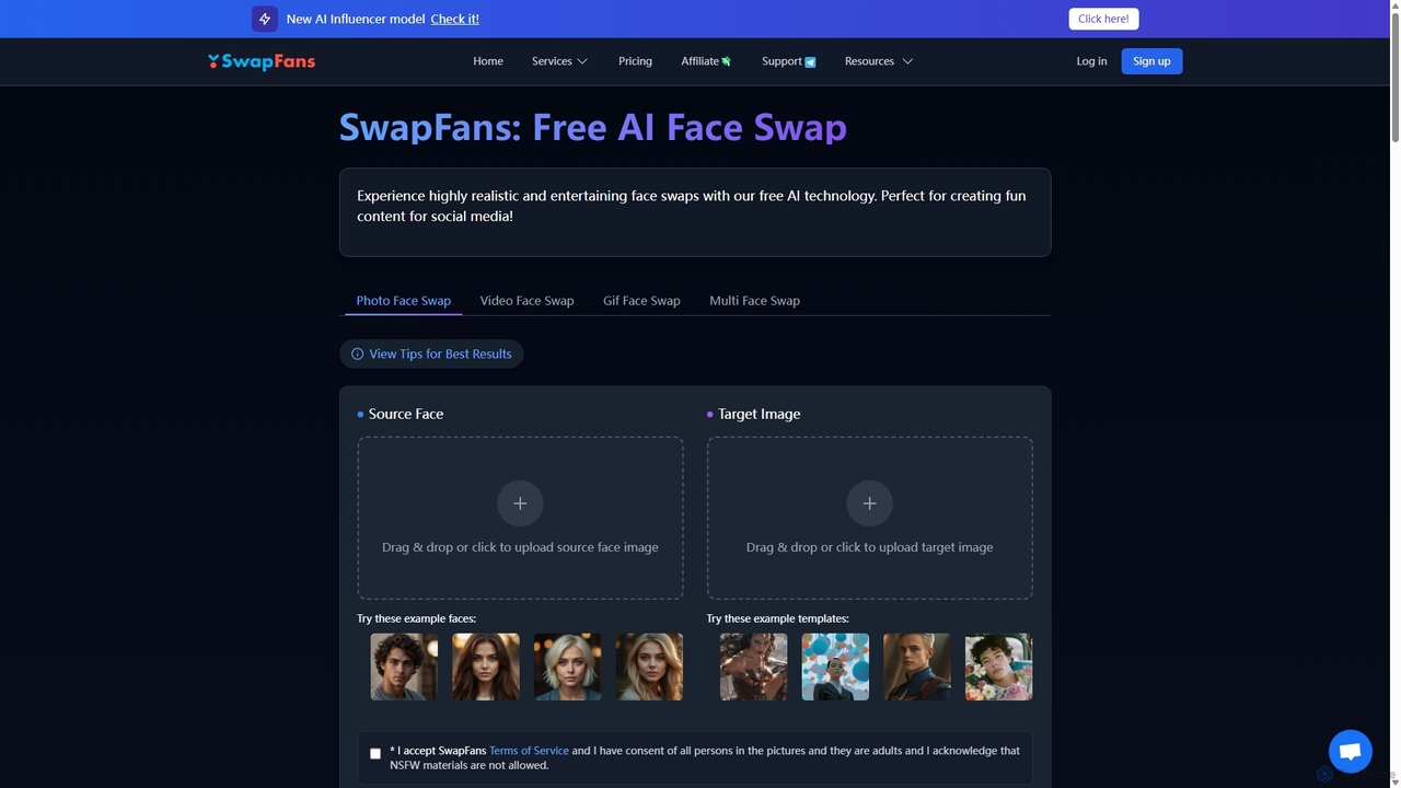 FaceSwap AI: Free Online Face Swap Tool for Videos & Photos for SwapFans