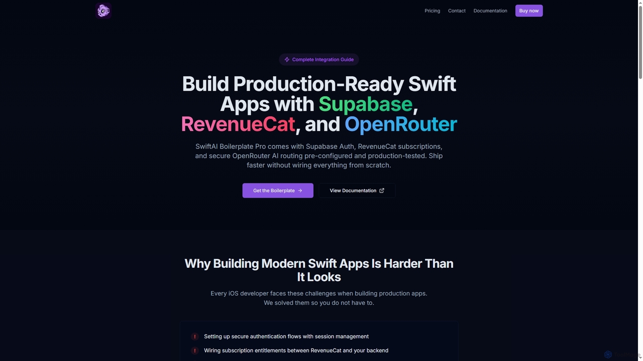 Swift + Supabase + RevenueCat + OpenRouter Integration Guide | SwiftAI Boilerplate Pro for SwiftAI Boilerplate