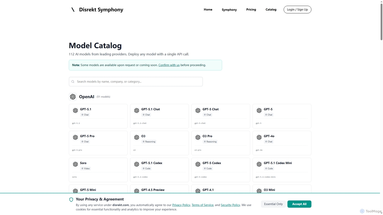 Model Catalog - Disrekt Symphony for Symphony