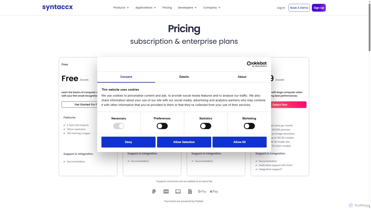 syntaccx: Pricing and subscriptions for developers and enterprises for Syntaccx