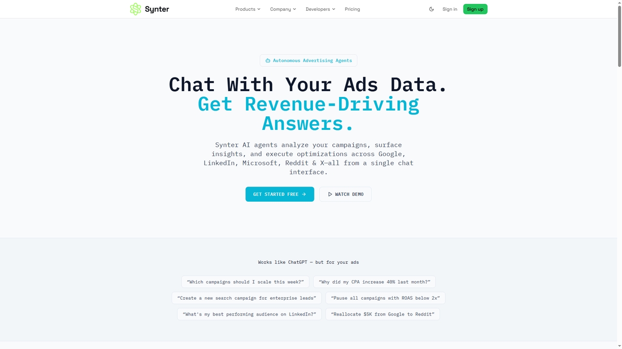 AI Agents for Advertising | Chat With Your Ads Data | Synter for Synter