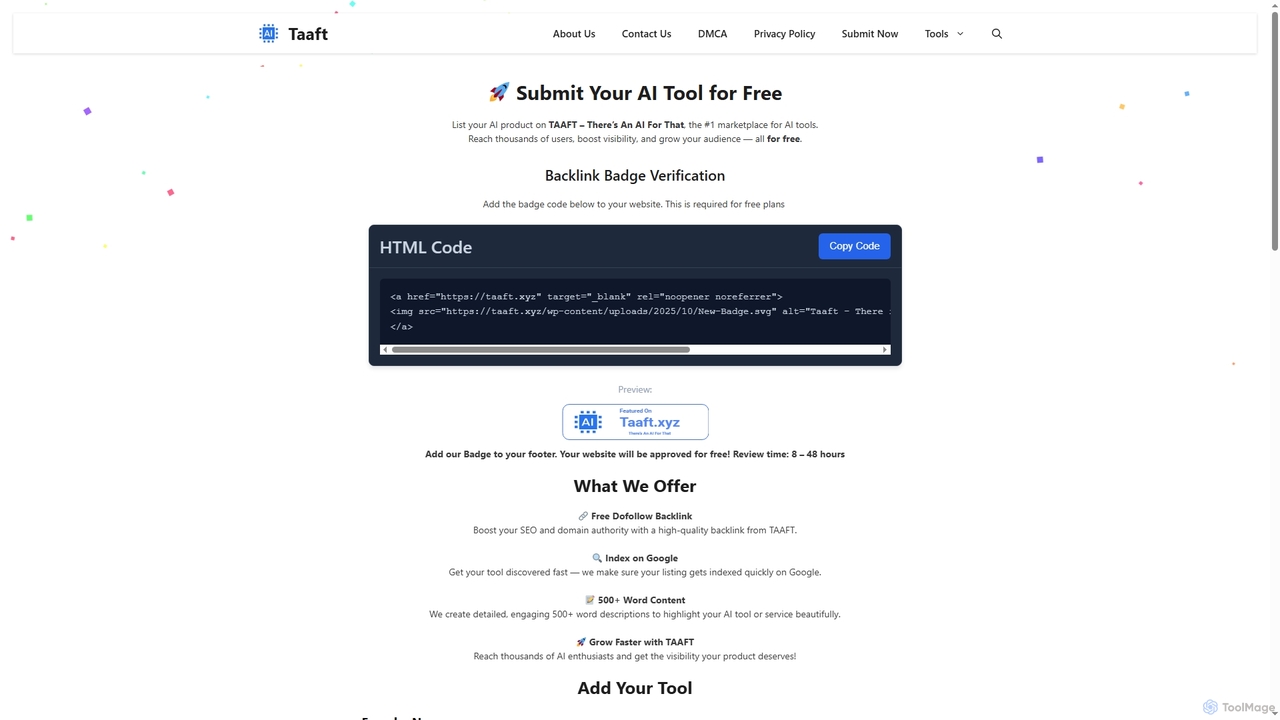 Submit Now - Taaft for Taaft