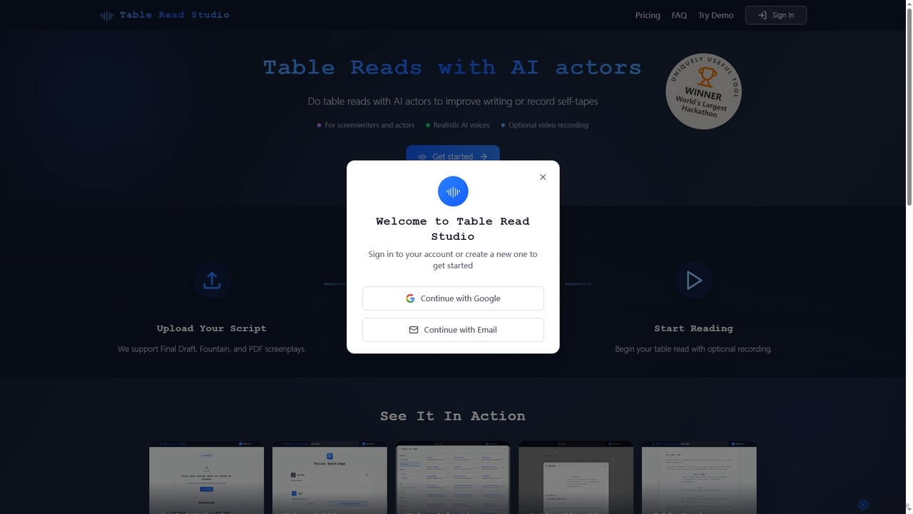 Table Read Studio - AI-Powered Table Reads for Screenwriters & Actors for Table Read Studio