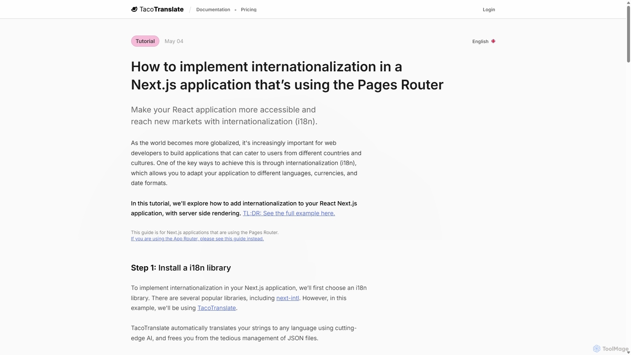 How to implement internationalization in a Next.js application that’s using the Pages Router – TacoTranslate for TacoTranslate