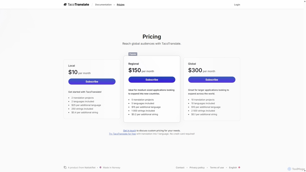 Pricing – TacoTranslate for TacoTranslate