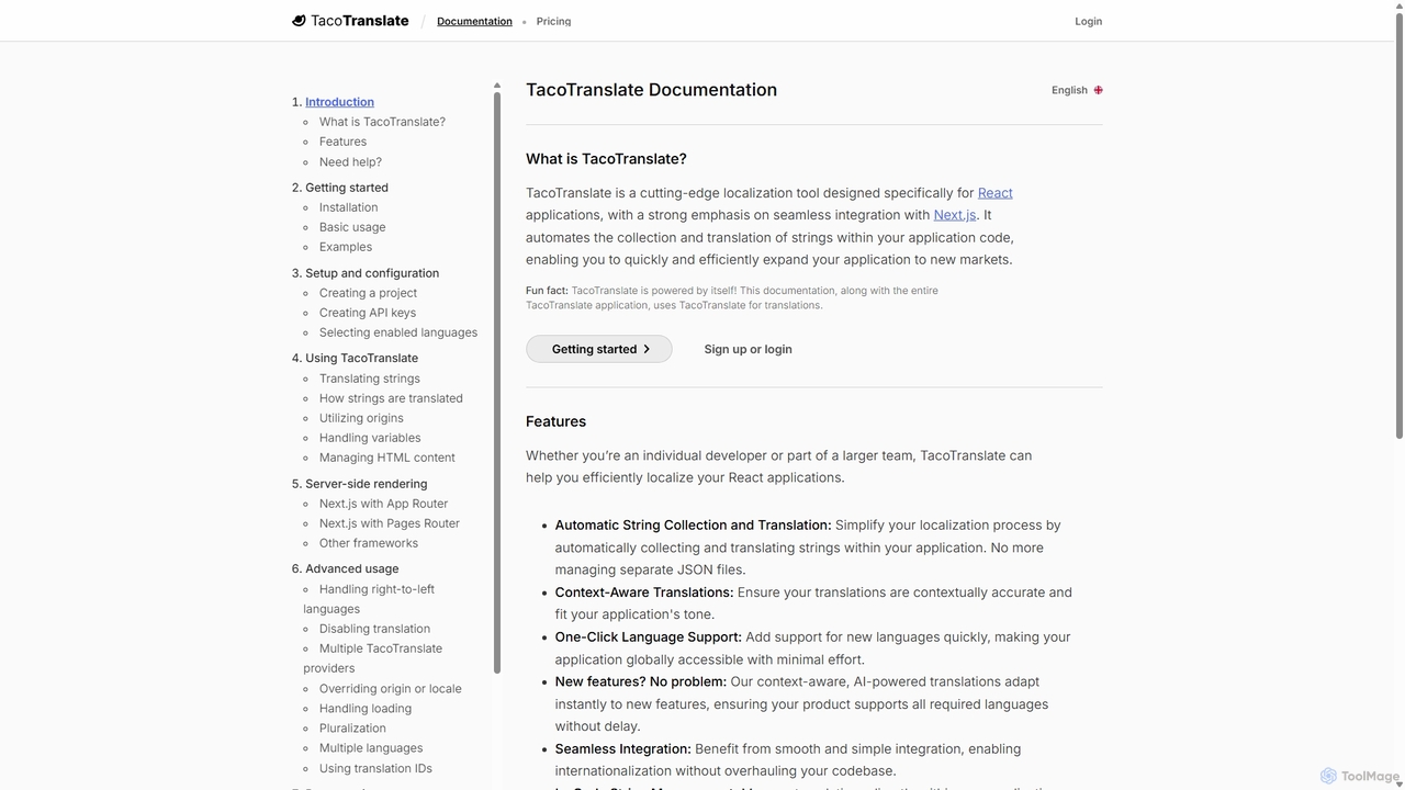 Documentation – TacoTranslate for TacoTranslate
