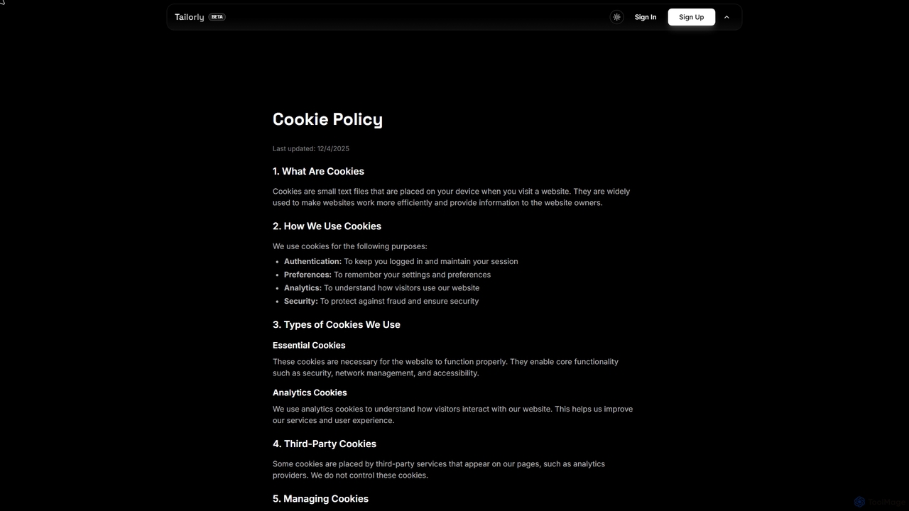 Cookie Policy | Tailorly | Tailorly for Tailorly