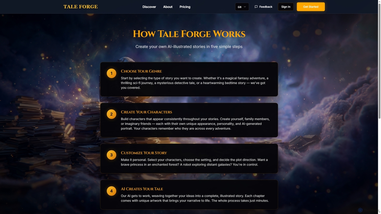 How It Works - Create AI Stories in 4 Easy Steps | Tale Forge for Tale Forge