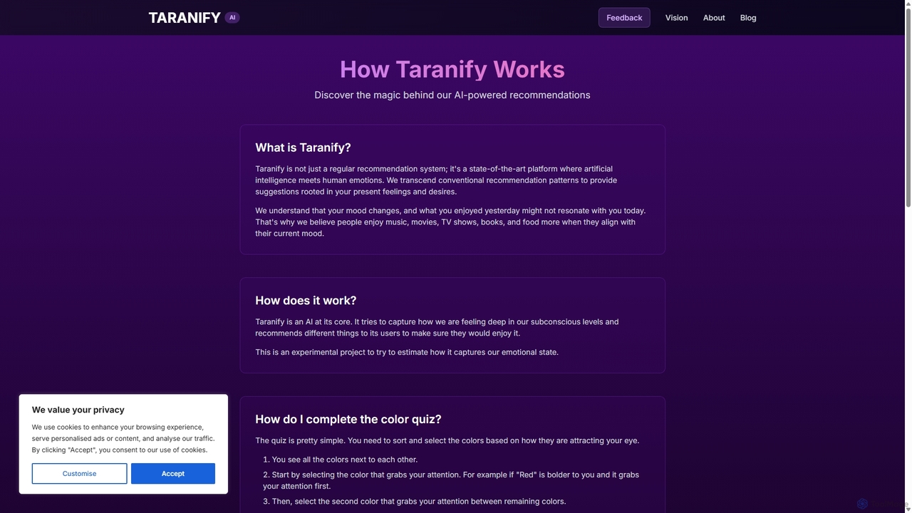 How Taranify Works | Mood-based Entertainment Recommendations for Taranify