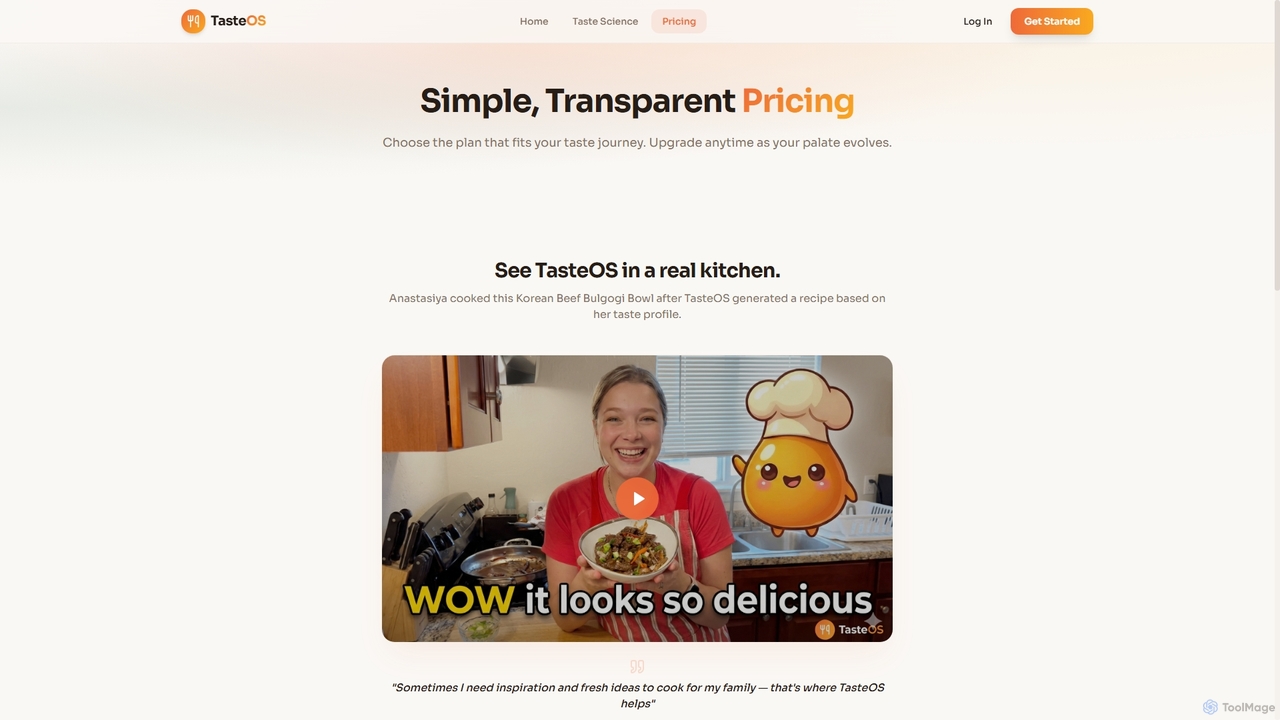 TasteOS Pricing | Free & Pro Plans for Personalized Recipes for TasteOS