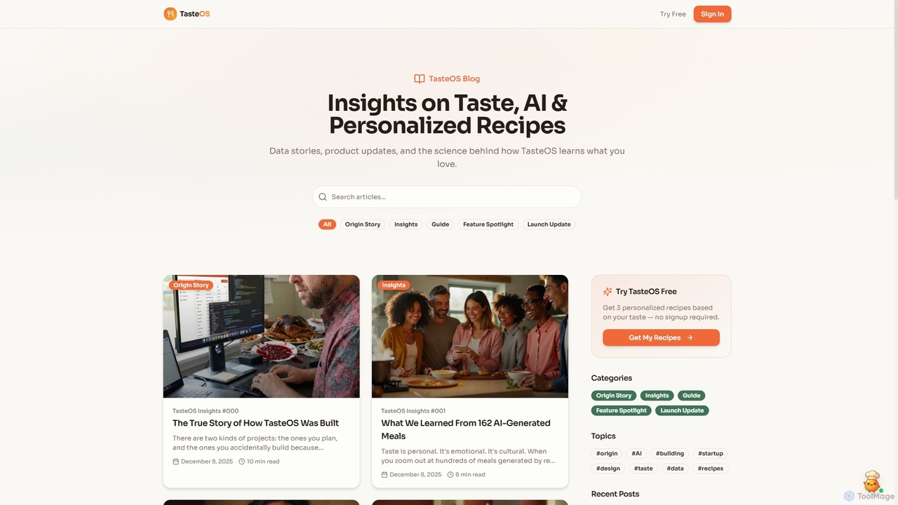 TasteOS Blog — Insights on Taste, AI & Personalized Recipes for TasteOS