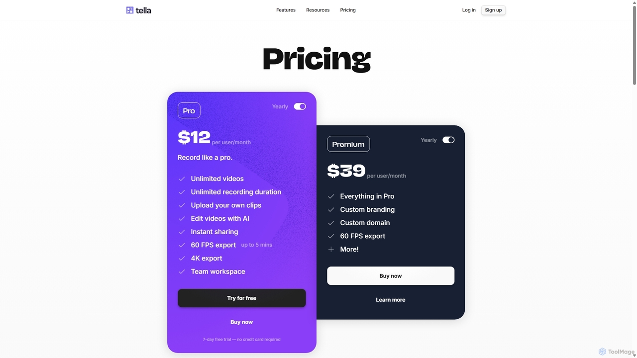 Tella — Pricing for Tella
