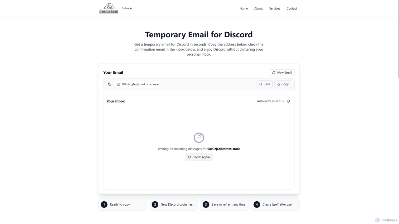 Temporary Email for Discord | Verify Accounts Without Spam for TempMail4U