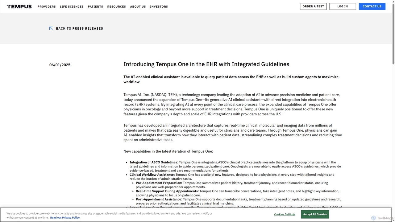 Introducing Tempus One in the EHR with Integrated Guidelines - Tempus for Tempus