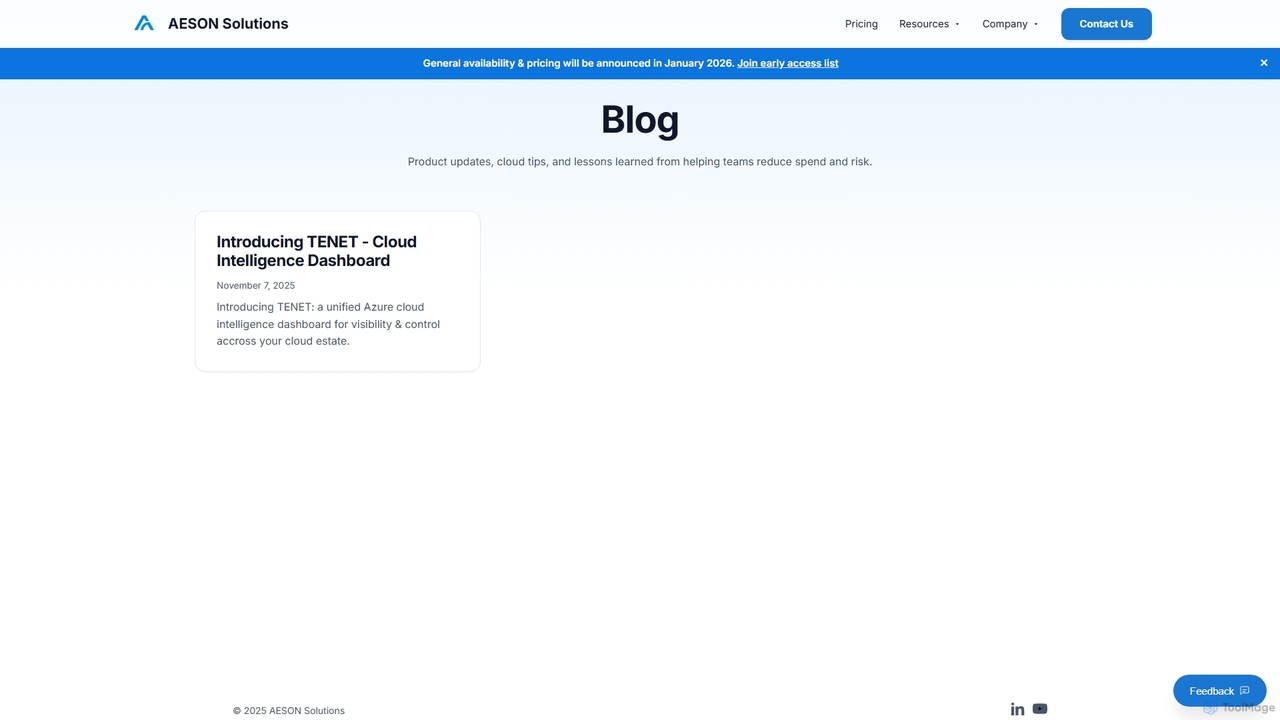 TENET Blog - Azure Cloud Optimization Tips | AESON Solutions | AESON Solutions for TENET