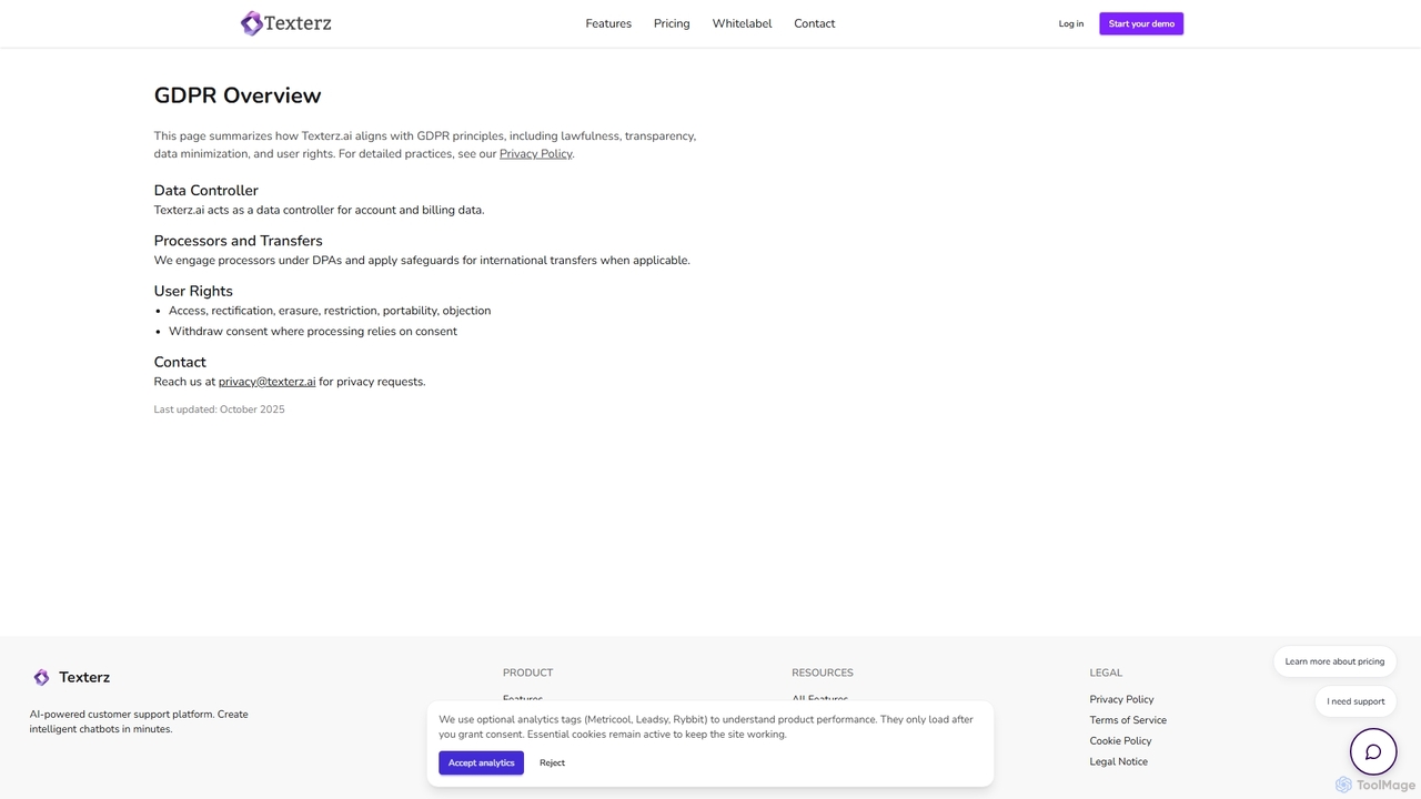 GDPR Overview | Texterz.ai for Texterz