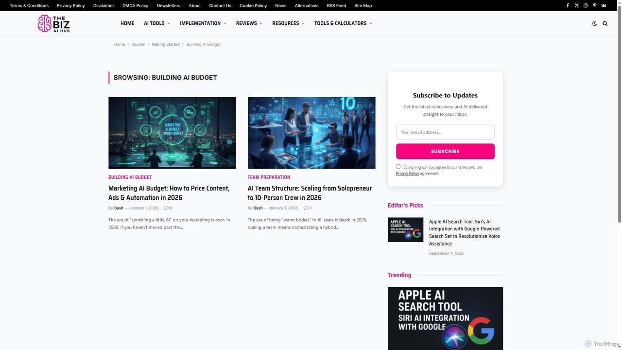 Building AI Budget - The Biz AI Hub for The Biz AI Hub