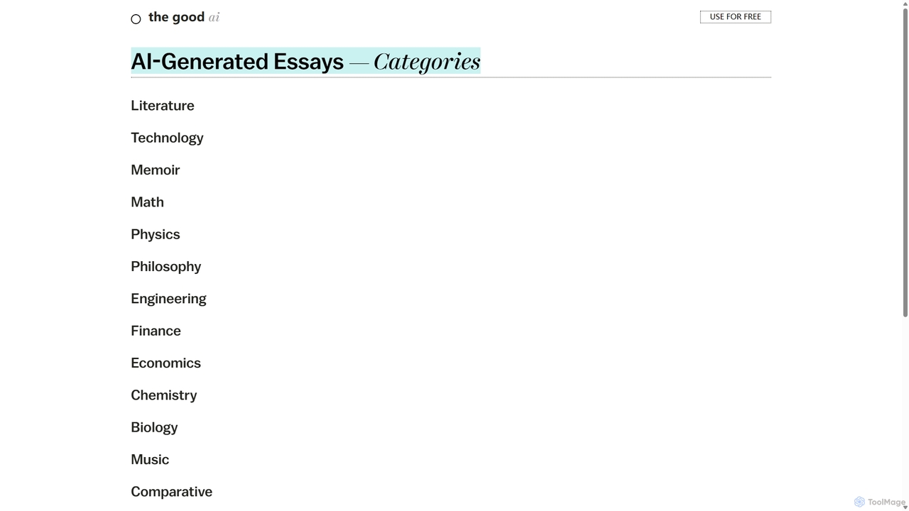 The Good AI | Examples of AI Written Essays | Categories for The Good Ai