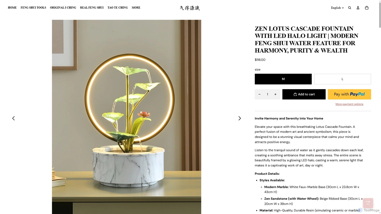 Zen Lotus Cascade Fountain with LED Halo Light | Modern Feng Shui Wate – the qi flow for The Qi Flow